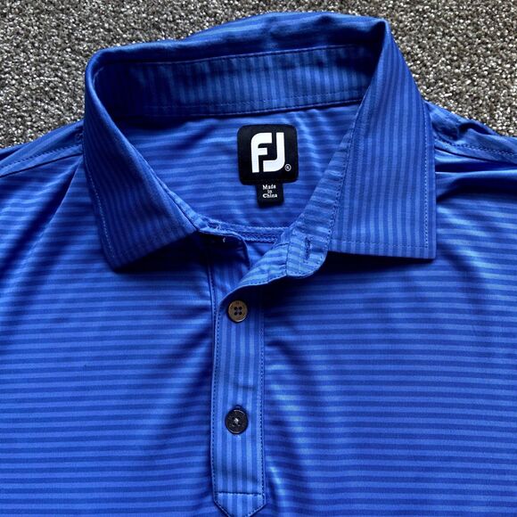 FOOTJOY GOLF POLO STRIPED BLUE MENS SIZE XL - Picture 2 of 6